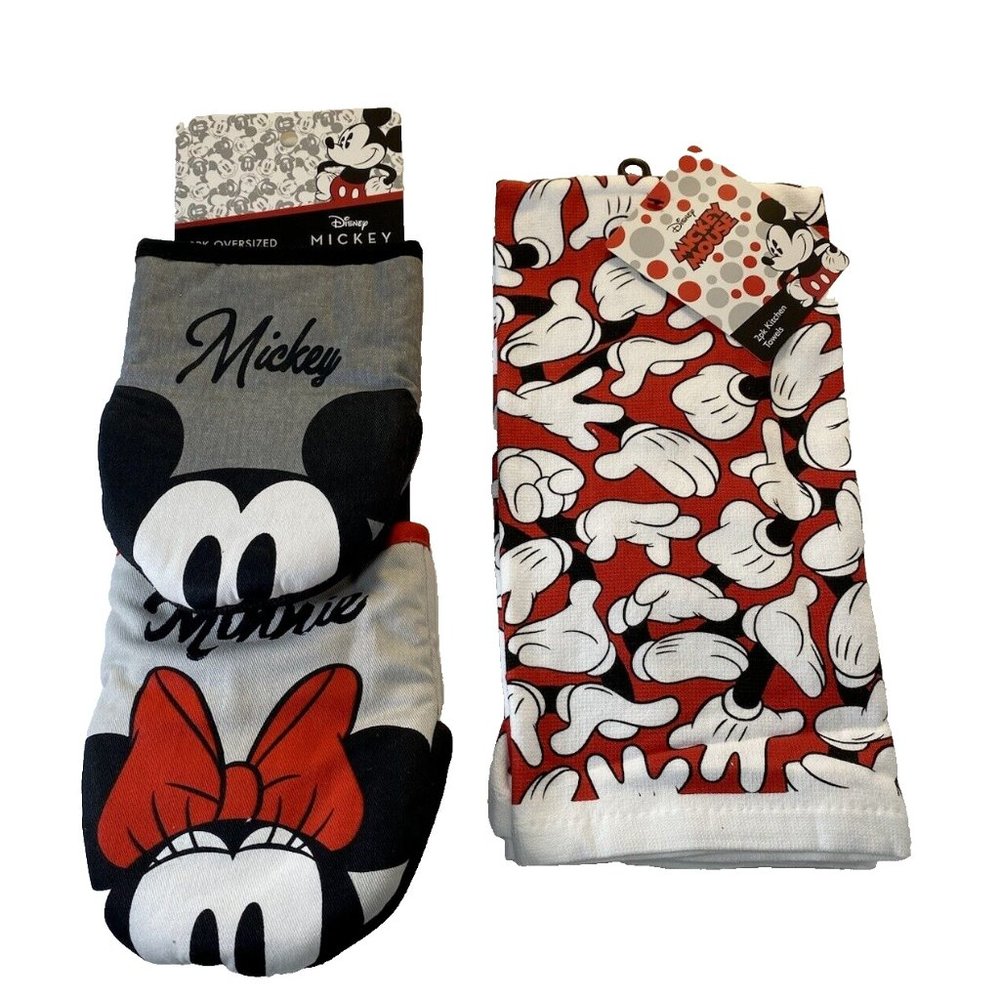 mickey mouse kitchen decor New Oven Mitts And Dish Towels
